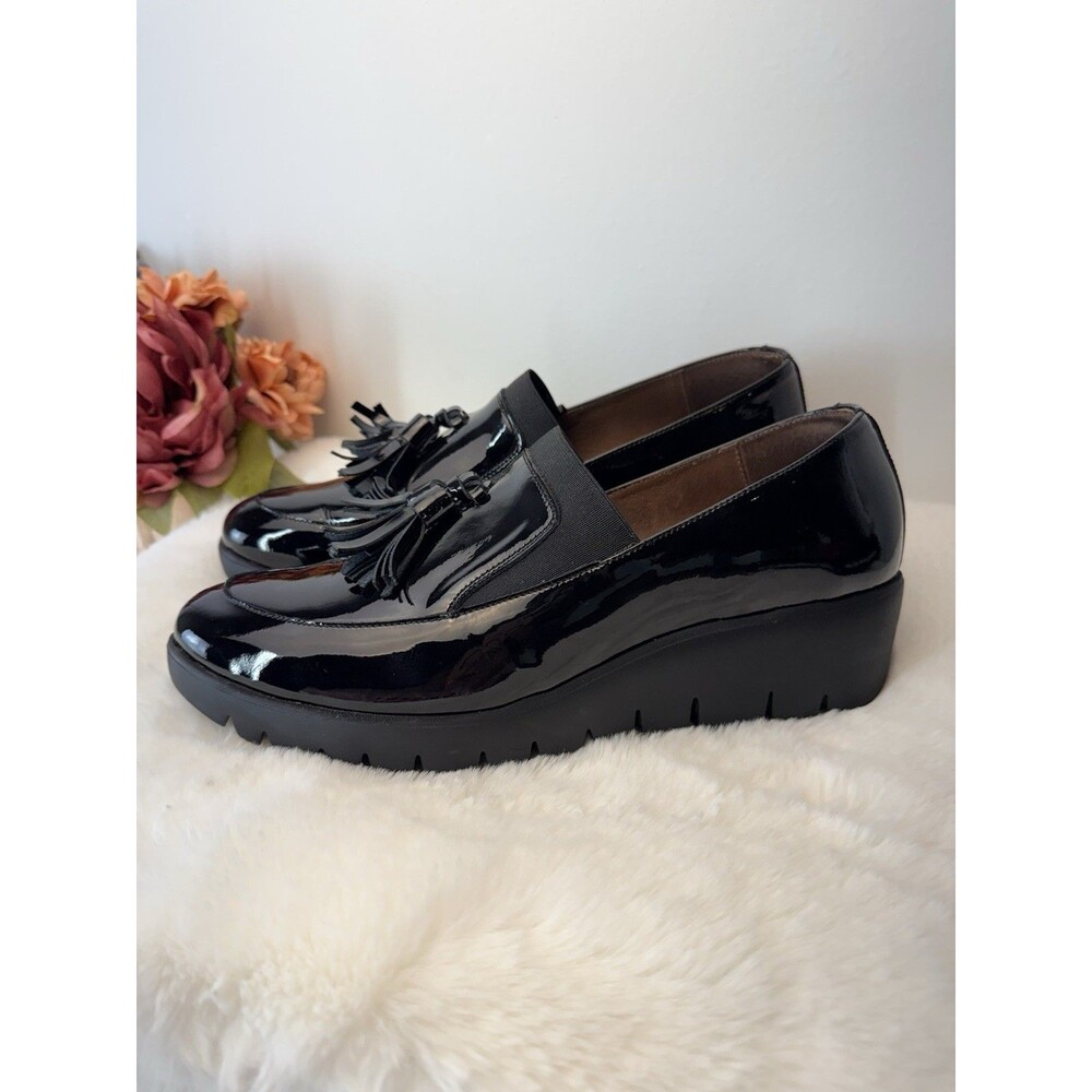 Wondersfly Patent Leather Tassel Platform Wedge Memory Gel Loafers EU 42 US 11